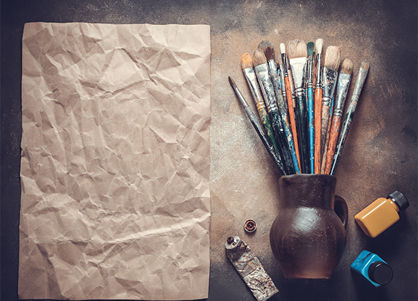 paint brush and painter tool on abstract background